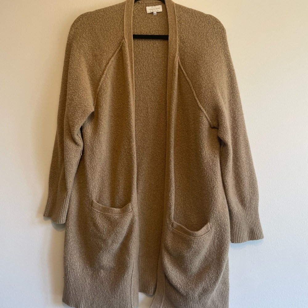 Lucky Brand Tan Cardigan Sweater Relaxed Fit